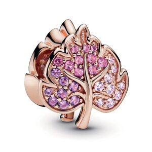 Retired Pandora Sparkling Pavé Leaf Charm, Rose Gold-Plated Sterling Silver 925